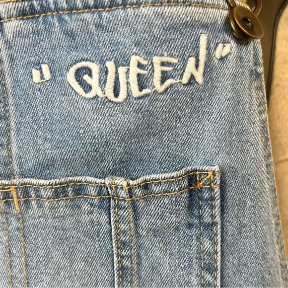 PRIDE SHORTALLS | Take PRIDE Queen Rainbow Patchwork Denim Unisex Shortalls - Picture 5 of 10